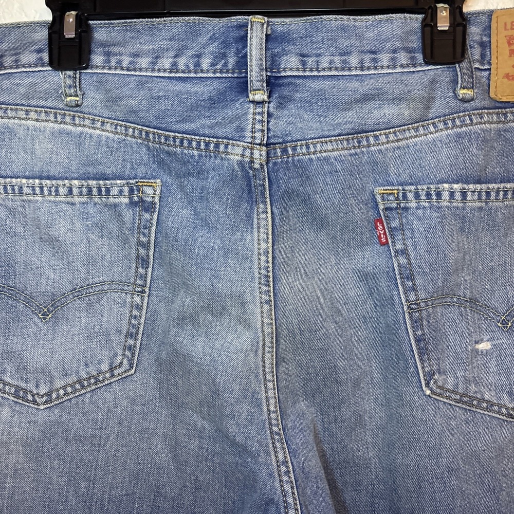Size 40 Levi Strauss Cut Off Jean Shorts Blue Denim Distressed - Picture 10 of 15